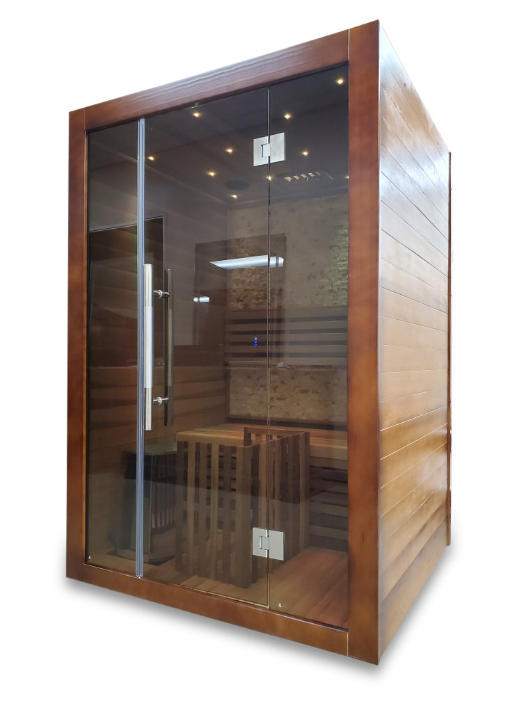 Canadian Red Cedar Wood Swedish Indoor Traditional Wet/Dry 1-2 Person Sauna SPA with 6KW 200F Heater and Rocks