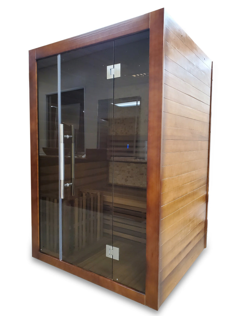 Canadian Red Cedar Wood Swedish Indoor Traditional Wet/Dry 1-2 Person Sauna SPA with 6KW 200F Heater and Rocks