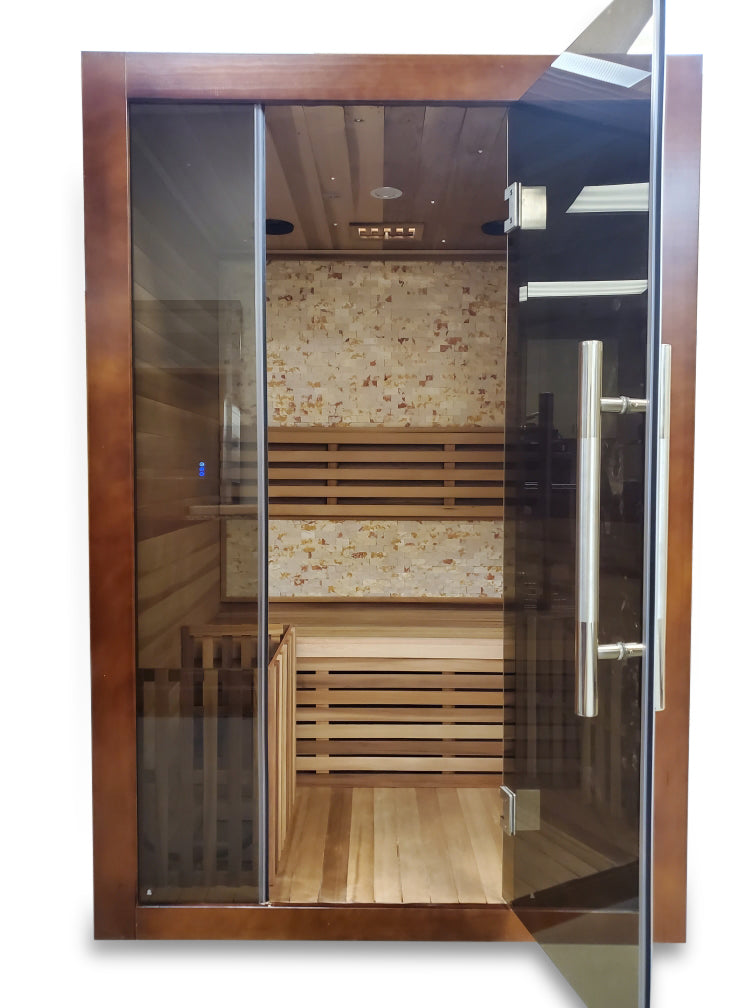 Canadian Red Cedar Wood Swedish Indoor Traditional Wet/Dry 1-2 Person Sauna SPA with 6KW 200F Heater and Rocks