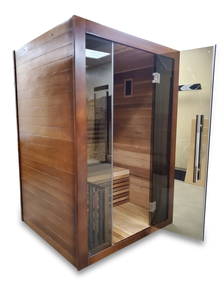 Canadian Red Cedar Wood Swedish Indoor Traditional Wet/Dry 1-2 Person Sauna SPA with 6KW 200F Heater and Rocks