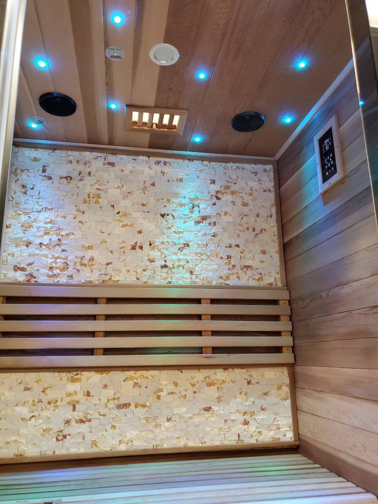 Canadian Red Cedar Wood Swedish Indoor Traditional Wet/Dry 1-2 Person Sauna SPA with 6KW 200F Heater and Rocks