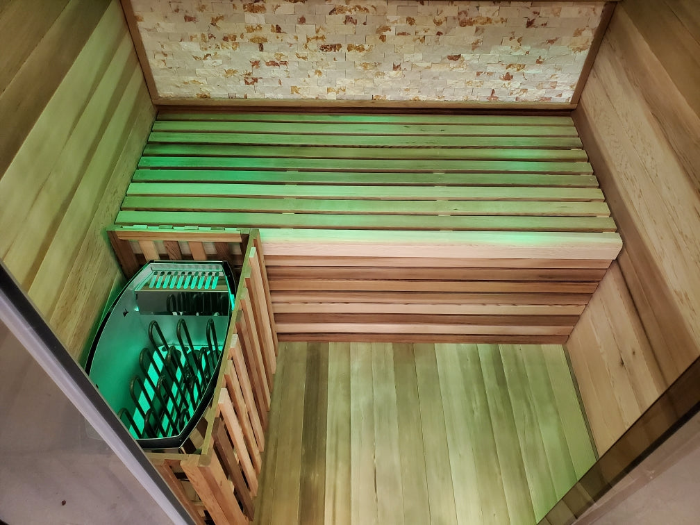 Canadian Red Cedar Wood Swedish Indoor Traditional Wet/Dry 1-2 Person Sauna SPA with 6KW 200F Heater and Rocks