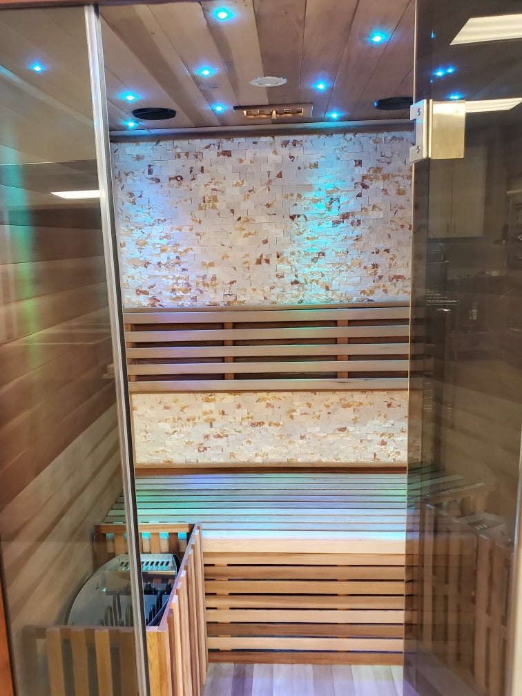 Canadian Red Cedar Wood Swedish Indoor Traditional Wet/Dry 1-2 Person Sauna SPA with 6KW 200F Heater and Rocks