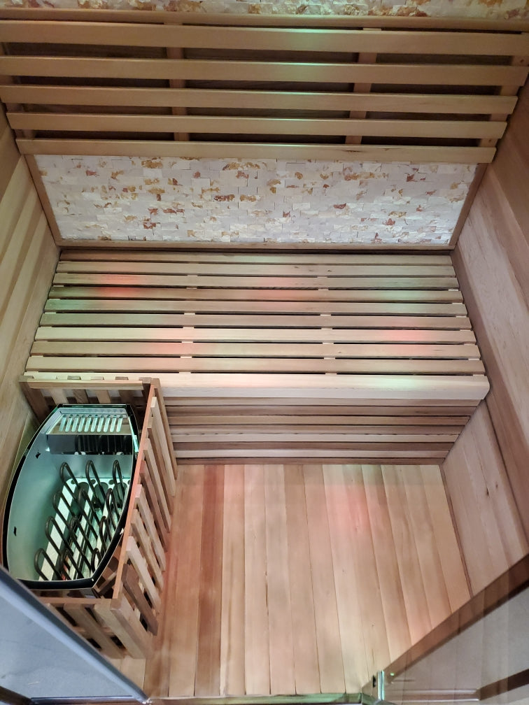 Canadian Red Cedar Wood Swedish Indoor Traditional Wet/Dry 1-2 Person Sauna SPA with 6KW 200F Heater and Rocks