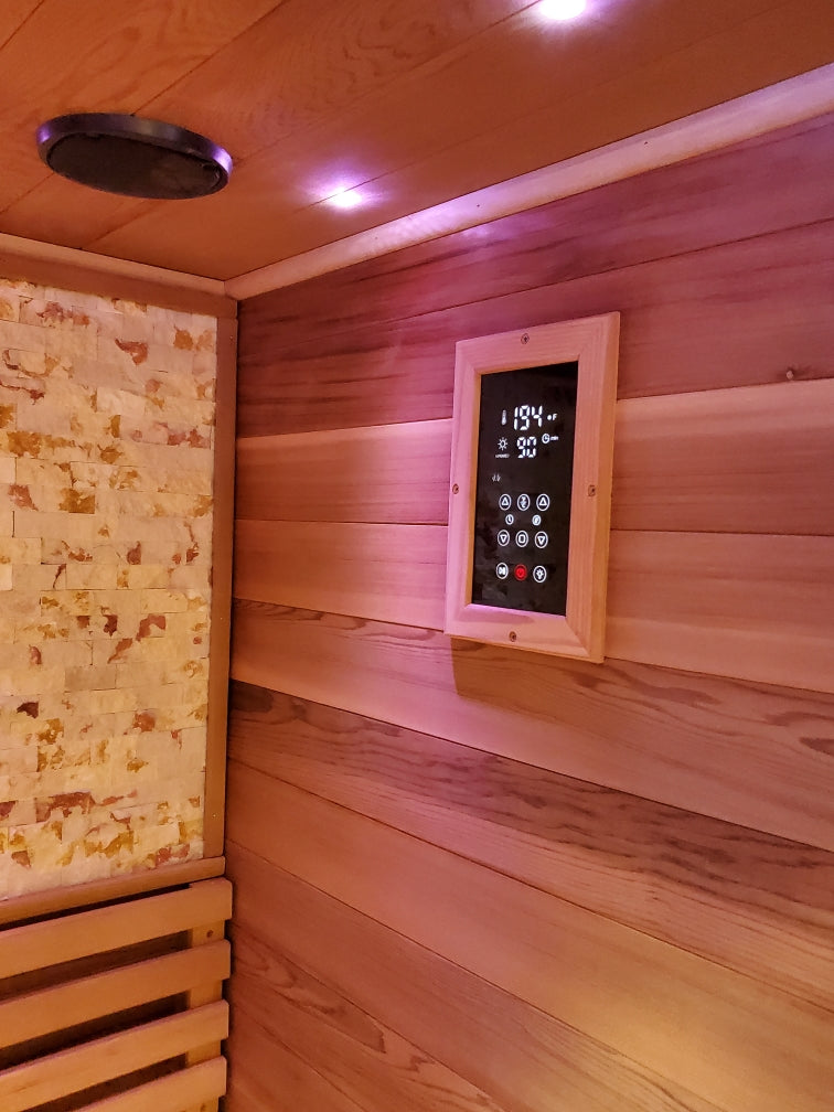 Canadian Red Cedar Wood Swedish Indoor Traditional Wet/Dry 1-2 Person Sauna SPA with 6KW 200F Heater and Rocks