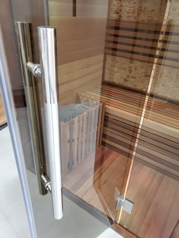 Canadian Red Cedar Wood Swedish Indoor Traditional Wet/Dry 1-2 Person Sauna SPA with 6KW 200F Heater and Rocks