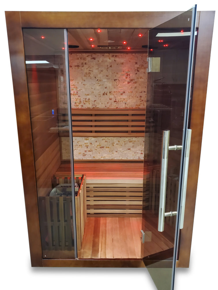 Canadian Red Cedar Wood Swedish Indoor Traditional Wet/Dry 1-2 Person Sauna SPA with 6KW 200F Heater and Rocks