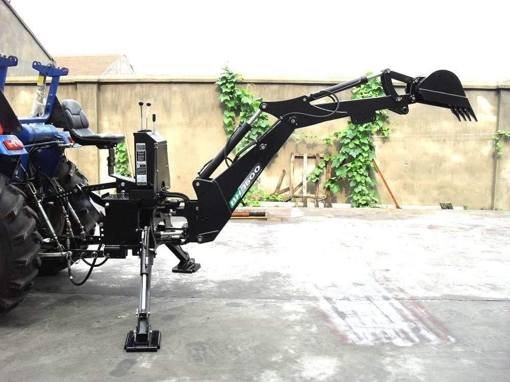 Category 1 BH7600 3 Point Hitch PTO Hydraulic Farm Tractor Backhoe Attachment Excavator with 15" Bucket