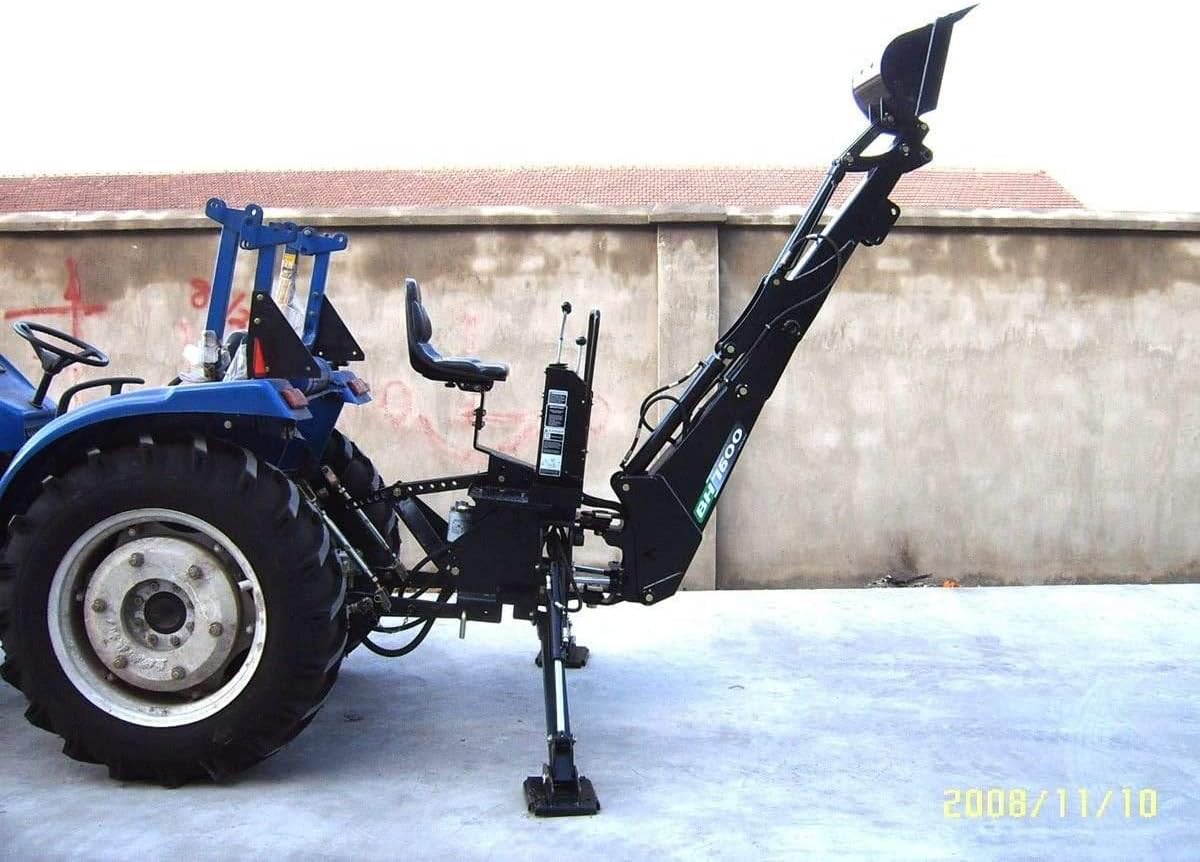 Category 1 BH7600 3 Point Hitch PTO Hydraulic Farm Tractor Backhoe Attachment Excavator with 15" Bucket