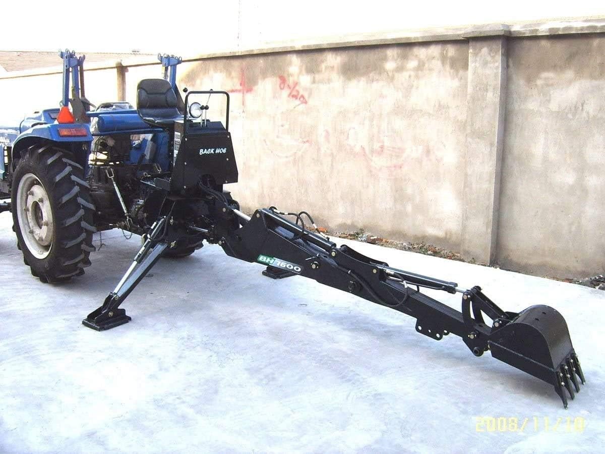 Category 1 BH7600 3 Point Hitch PTO Hydraulic Farm Tractor Backhoe Attachment Excavator with 15" Bucket