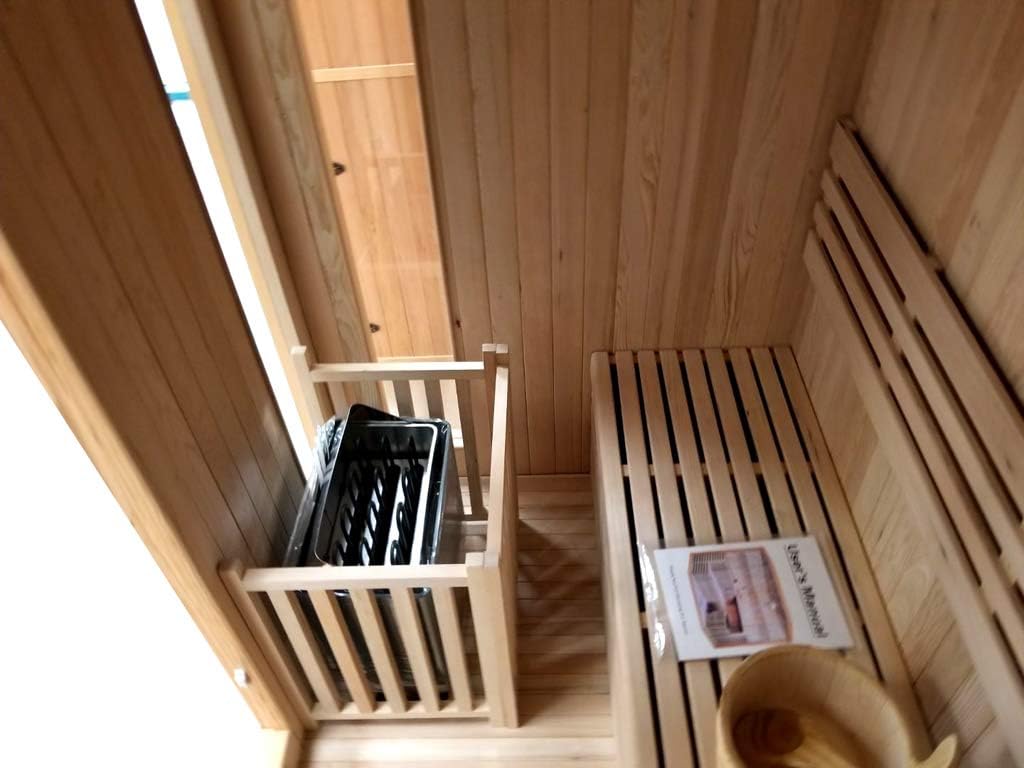 Canadian Hemlock Wood Traditional Swedish 72" 4 Person Indoor Sauna Spa, with 6KW Wet or Dry Heater, Rocks, and Water Bucket