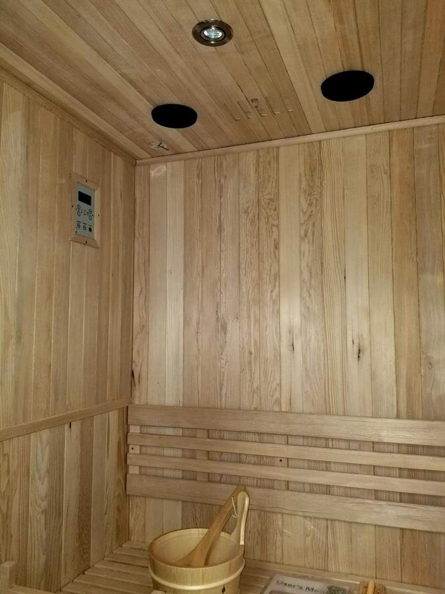 Canadian Hemlock Wood Traditional Swedish 48" 1 or 2 Person Indoor Sauna Spa, with 6KW Wet or Dry Heater, Advanced Control Panel, Rocks, and Water Bucket
