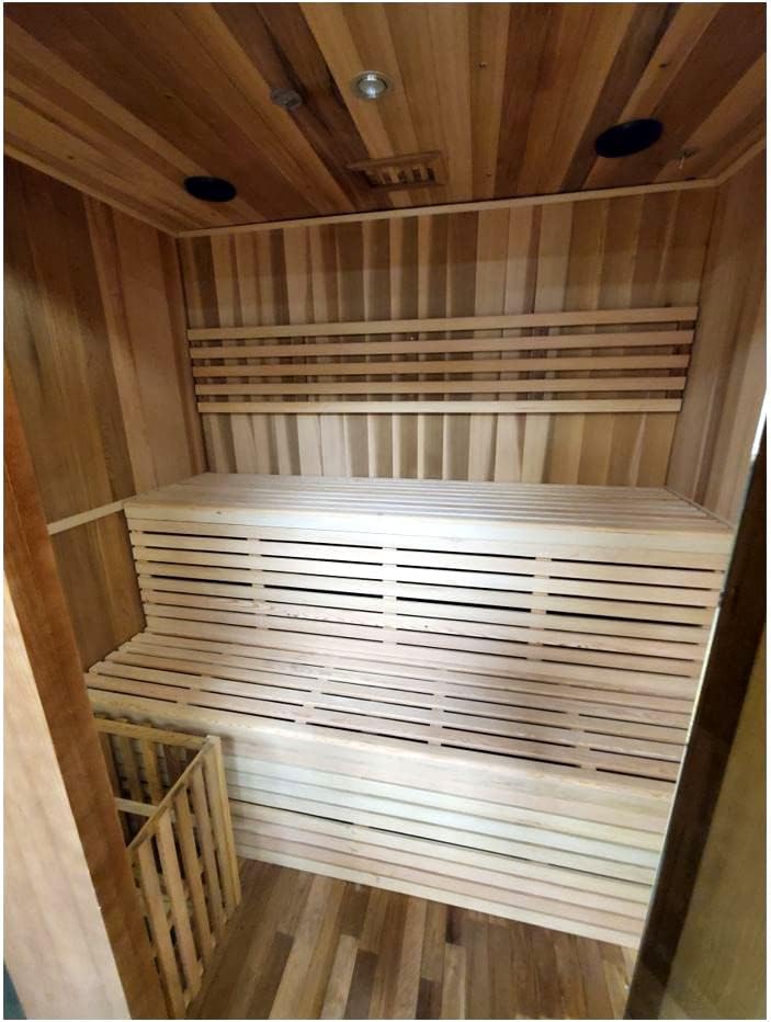 Canadian Red Cedar Wood Swedish 72" 4 to 6 Person Sauna Spa with 9KW Wet/Dry Heater, Rocks, Interior Lighting, and Digital Panel