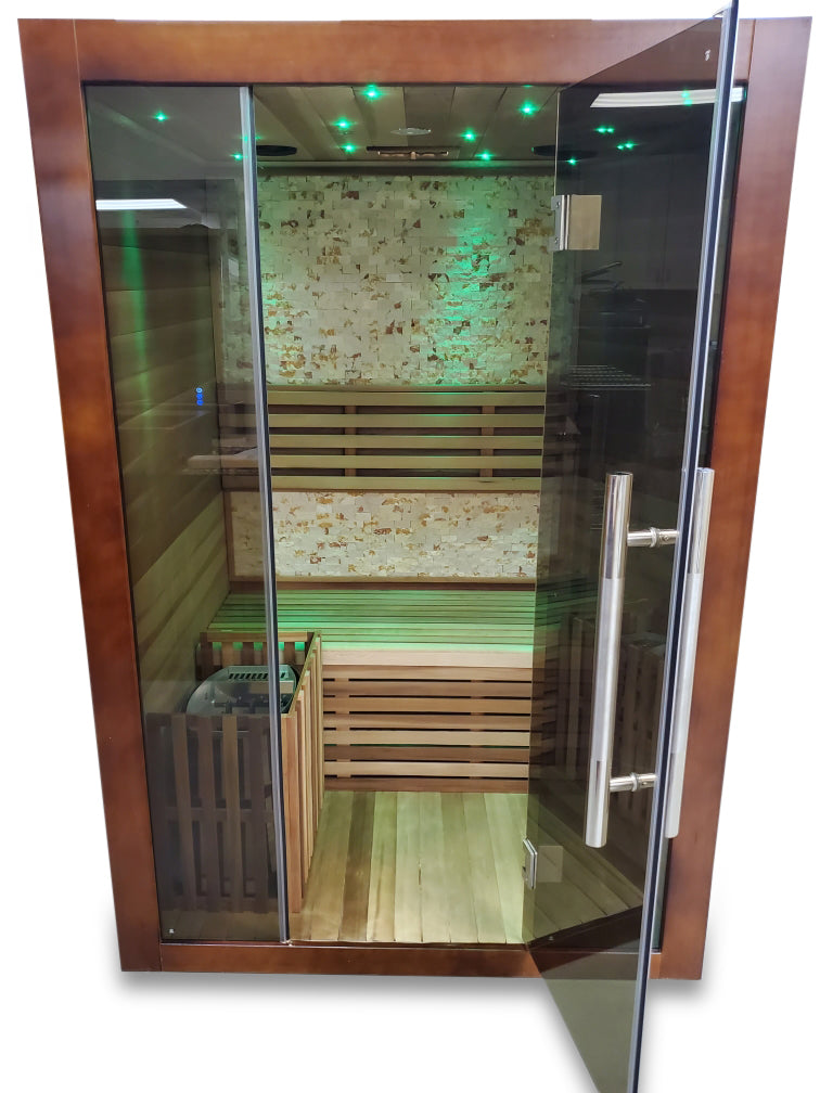 Canadian Red Cedar Wood Swedish Indoor Traditional Wet/Dry 1-2 Person Sauna SPA with 6KW 200F Heater and Rocks
