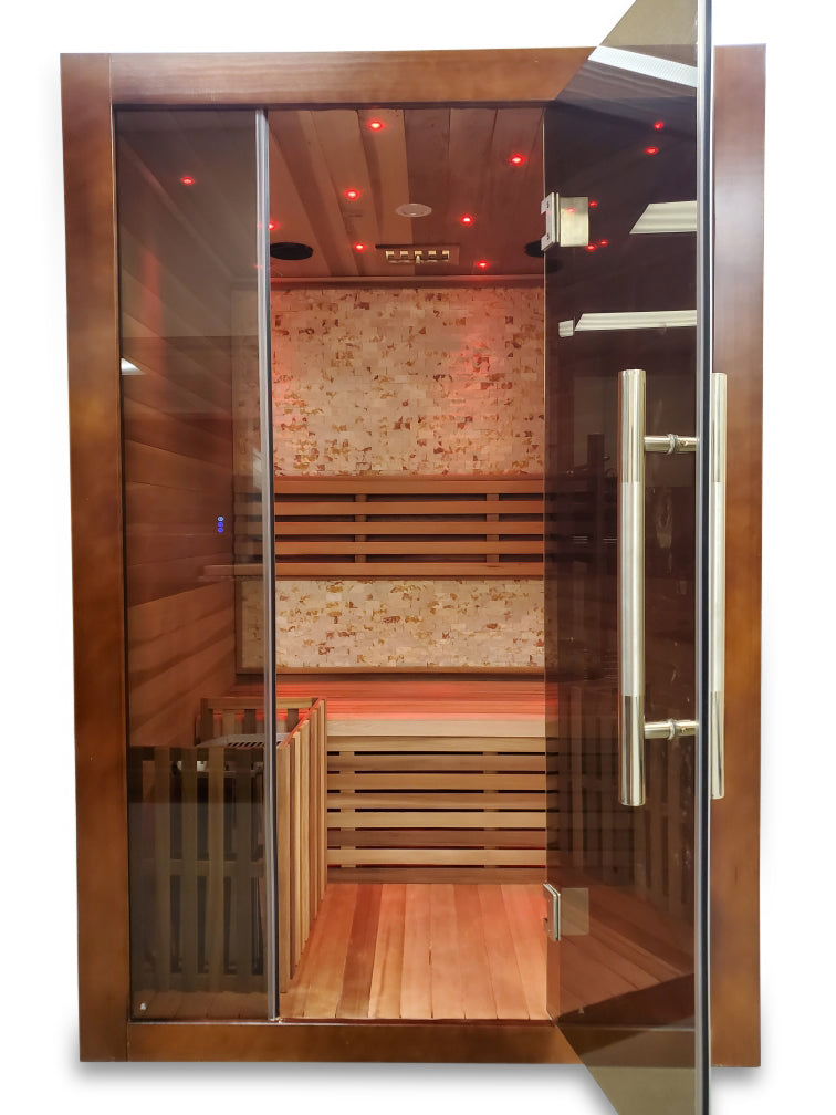 Canadian Red Cedar Wood Swedish Indoor Traditional Wet/Dry 1-2 Person Sauna SPA with 6KW 200F Heater and Rocks