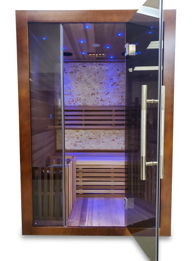 Canadian Red Cedar Wood Swedish Indoor Traditional Wet/Dry 1-2 Person Sauna SPA with 6KW 200F Heater and Rocks