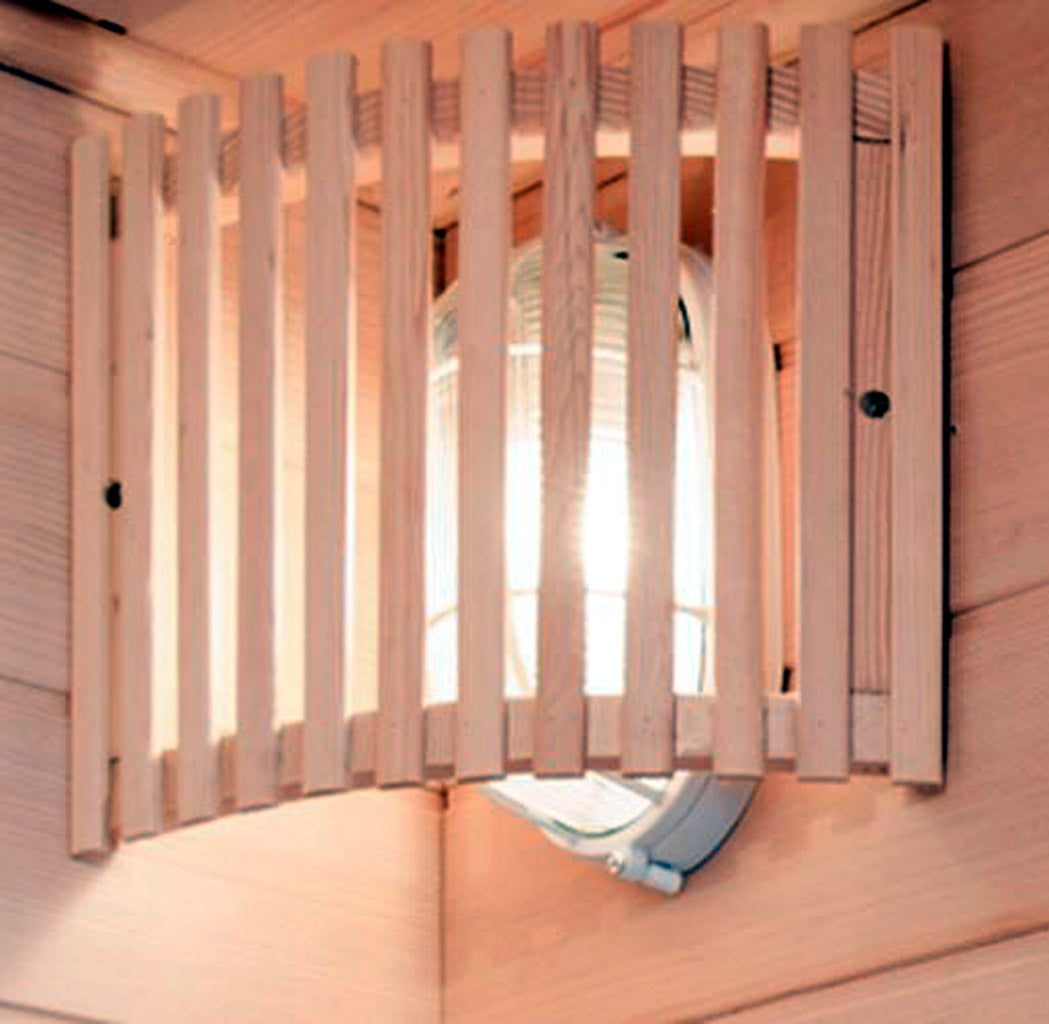 Canadian Hemlock Wood Traditional Swedish Wet or Dry 4-5 Person Glass Wall Sauna, with Harvia 6KW Heater, Rocks, Water Bucket, Ladle, LED Lights