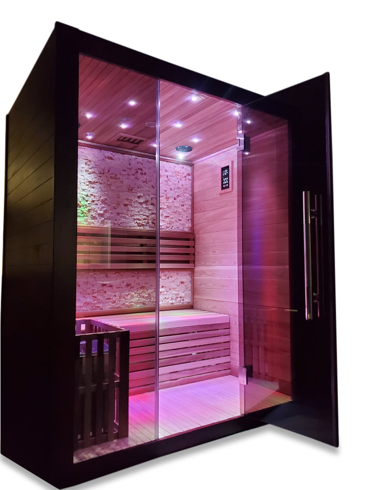 Canadian Red Cedar Wood Swedish Indoor Traditional Wet/Dry 2-3 Person Sauna SPA with 6KW 200F Heater and Rocks