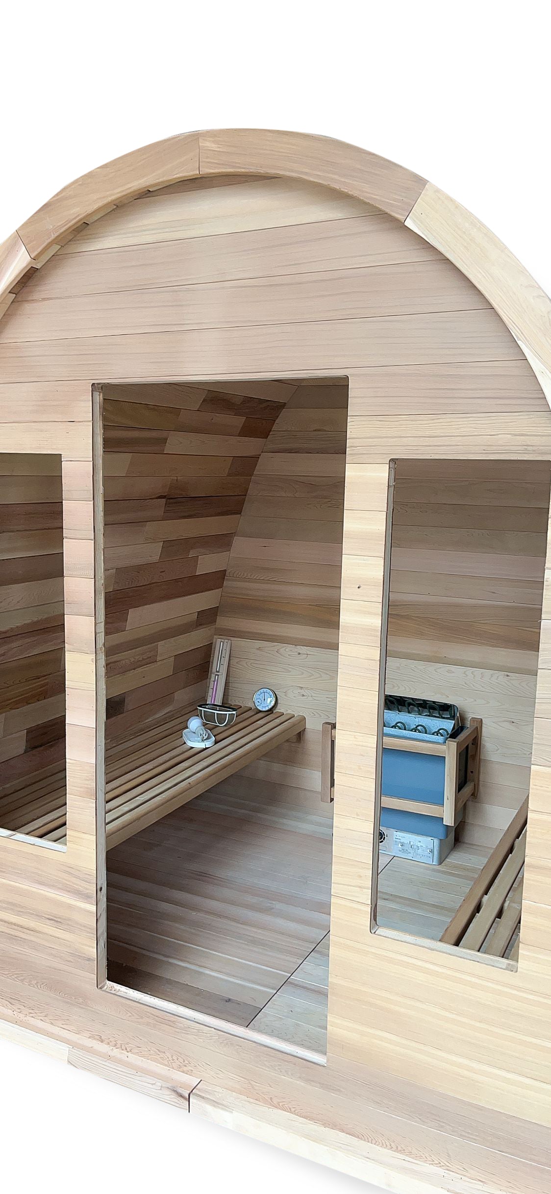 Canadian Red Cedar Wood Dome Top Wet/Dry Swedish Outdoor Steam Sauna SPA with 6KW OR 9KW Harvia Heater, Shingled Roof