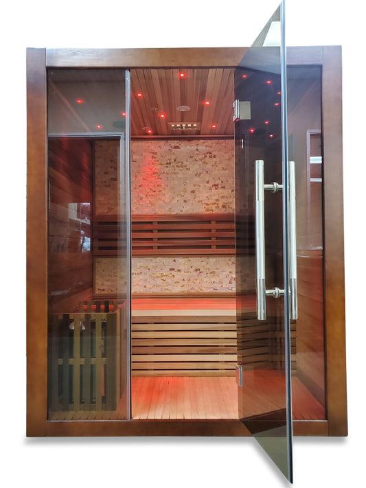 Canadian Red Cedar Wood Swedish Indoor Traditional Wet/Dry 2-3 Person Sauna SPA with 6KW 200F Heater and Rocks
