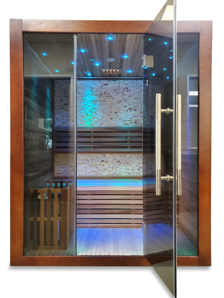 Canadian Red Cedar Wood Swedish Indoor Traditional Wet/Dry 2-3 Person Sauna SPA with 6KW 200F Heater and Rocks