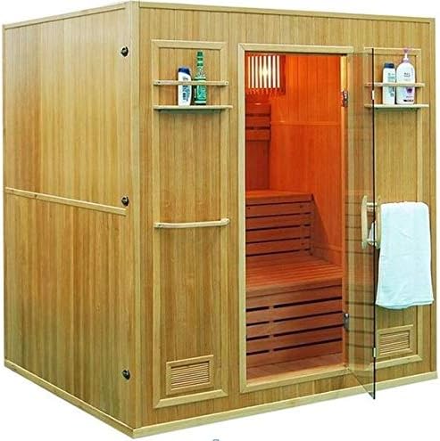 Canadian Hemlock Wood Swedish Traditional 69" 4 Person Indoor Double Bench Sauna Spa with 8KW Wet/Dry Heater, Digital Panel, Rocks, and Water Bucket