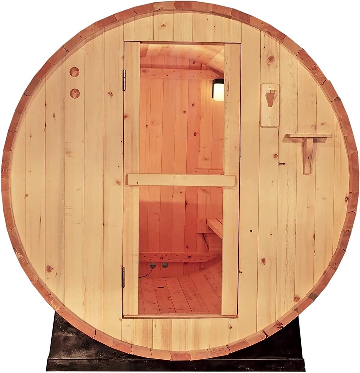 Canadian Pine Wood 8' Foot Outdoor Barrel Sauna, 6 to 8 Person, with 9KW Wet or Dry Heater and Lava Rocks