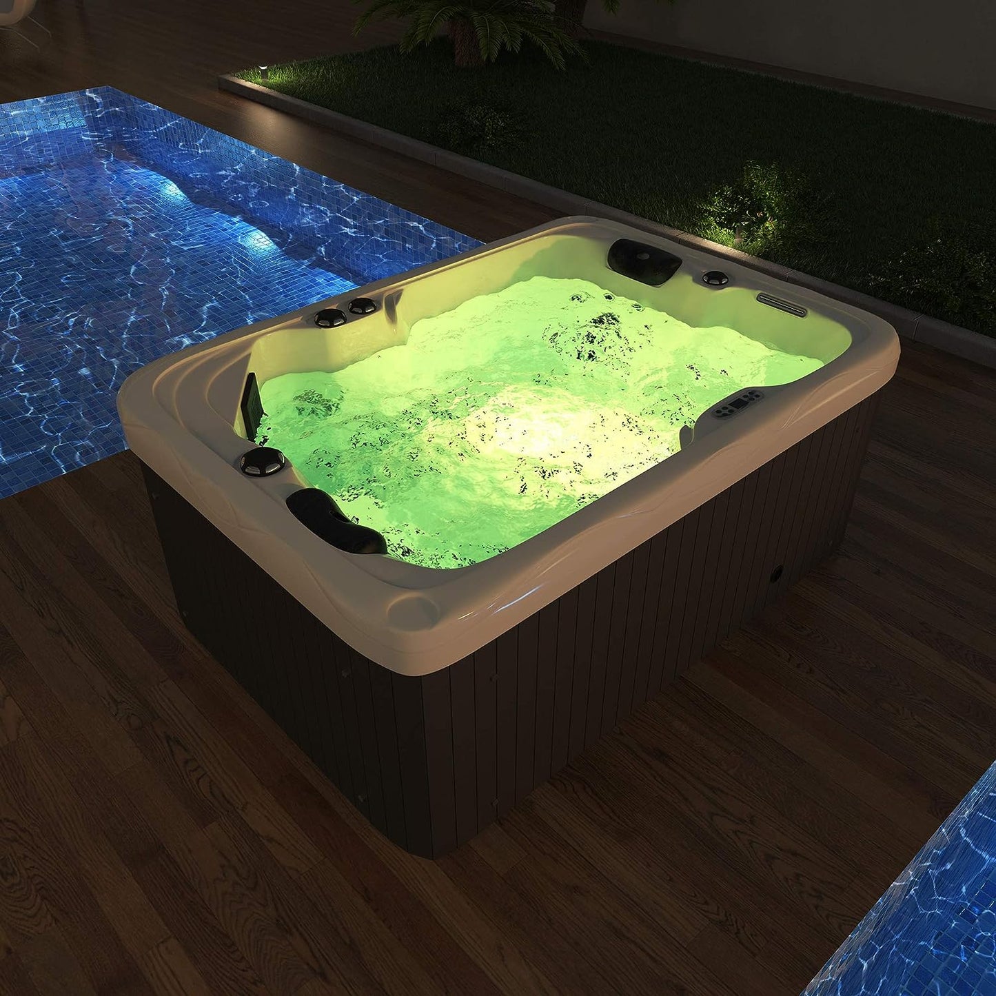 2 Person Outdoor Hydrotherapy Hot Tub Bath Bathtub SPA with 41 Jets, 31 Color Changing LED Lights and Spa Cover