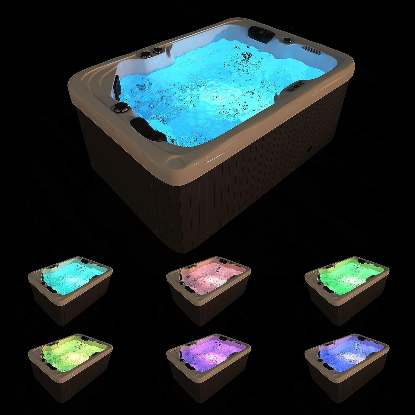 2 Person Outdoor Hydrotherapy Hot Tub Bath Bathtub SPA with 41 Jets, 31 Color Changing LED Lights and Spa Cover