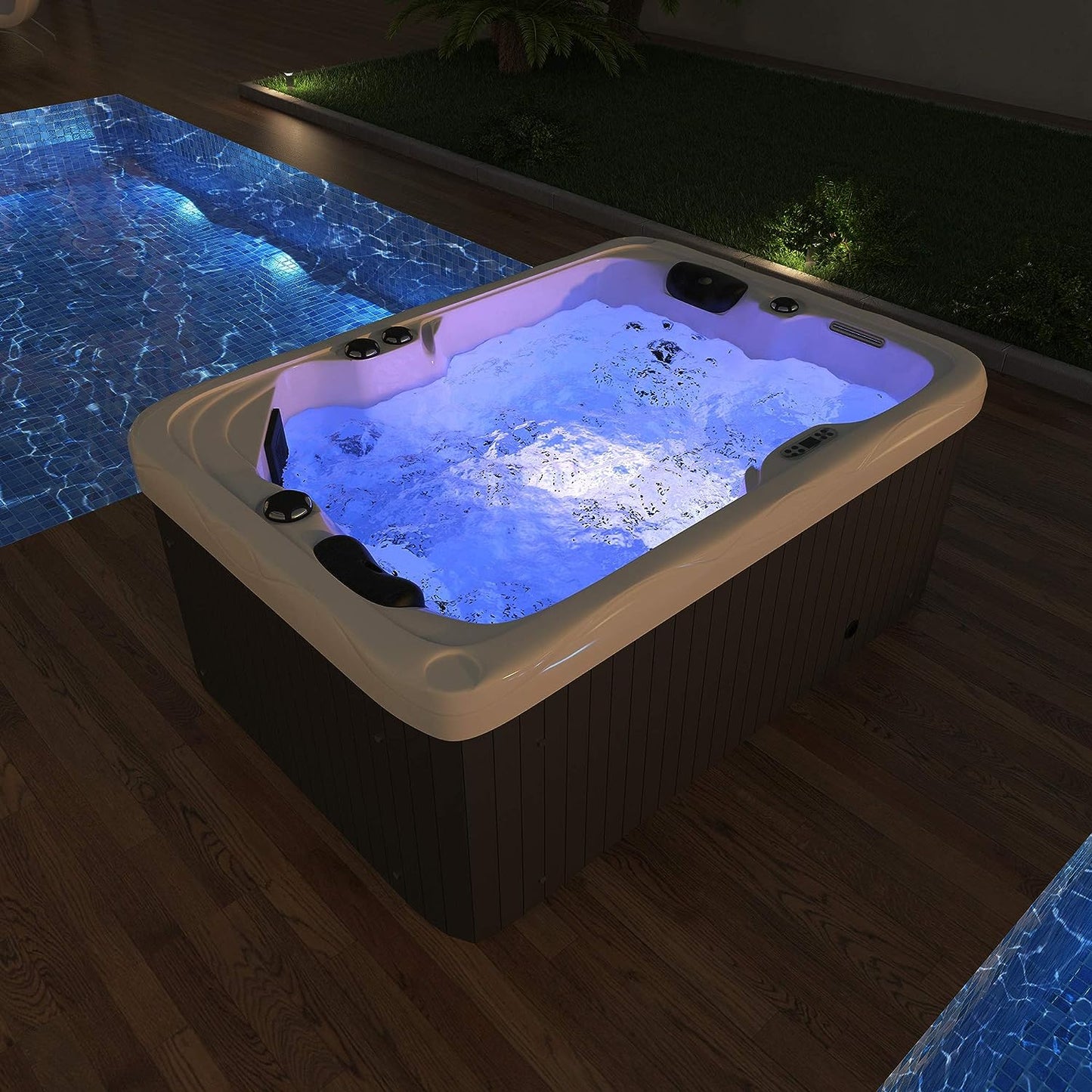 2 Person Outdoor Hydrotherapy Hot Tub Bath Bathtub SPA with 41 Jets, 31 Color Changing LED Lights and Spa Cover