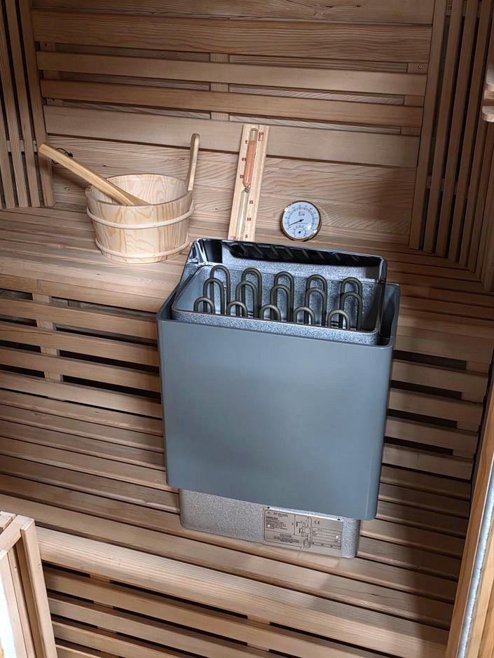 Dual Bench Indoor 2 to 3 Person Canadian Hemlock Traditional Swedish Steam Wet or Dry Sauna SPA, with 200F Degrees 9KW Heater