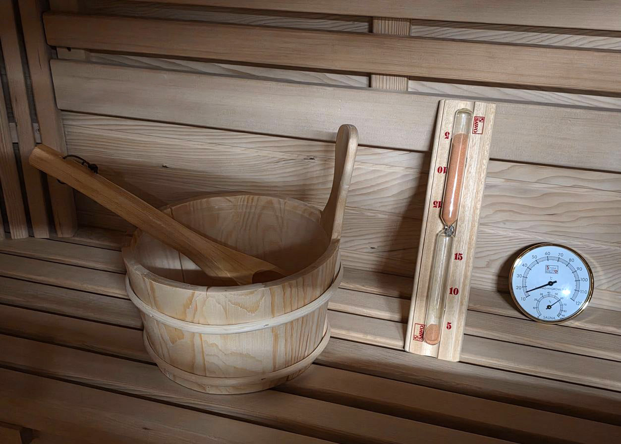 Dual Bench Indoor 2 to 3 Person Canadian Hemlock Traditional Swedish Steam Wet or Dry Sauna SPA, with 200F Degrees 9KW Heater