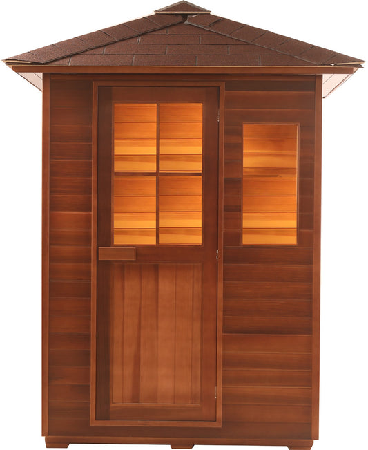 2 to 3 Person Canadian Red Cedar Traditional Steam Outdoor Sauna SPA, Sound System, 6KW Heater Upgrade