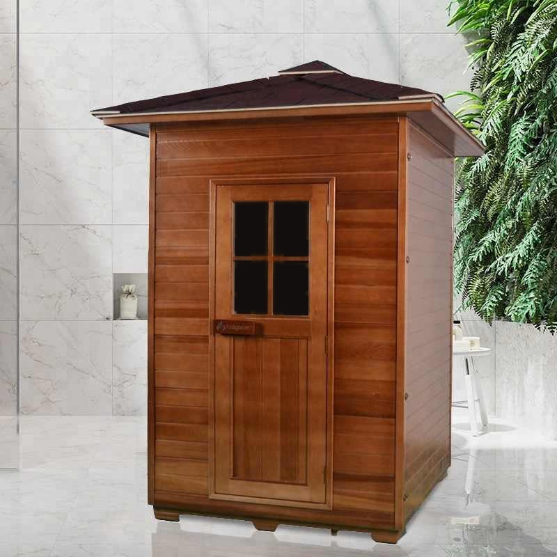 2 to 3 Person Canadian Red Cedar Traditional Steam Outdoor Sauna SPA, Sound System, 6KW Heater Upgrade