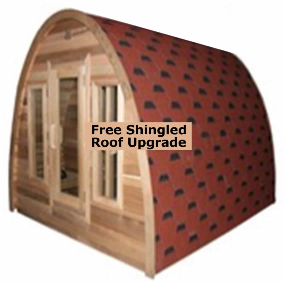 Canadian Red Cedar Wood Dome Top Wet/Dry Swedish Outdoor Steam Sauna SPA with 6KW OR 9KW Harvia Heater, Shingled Roof