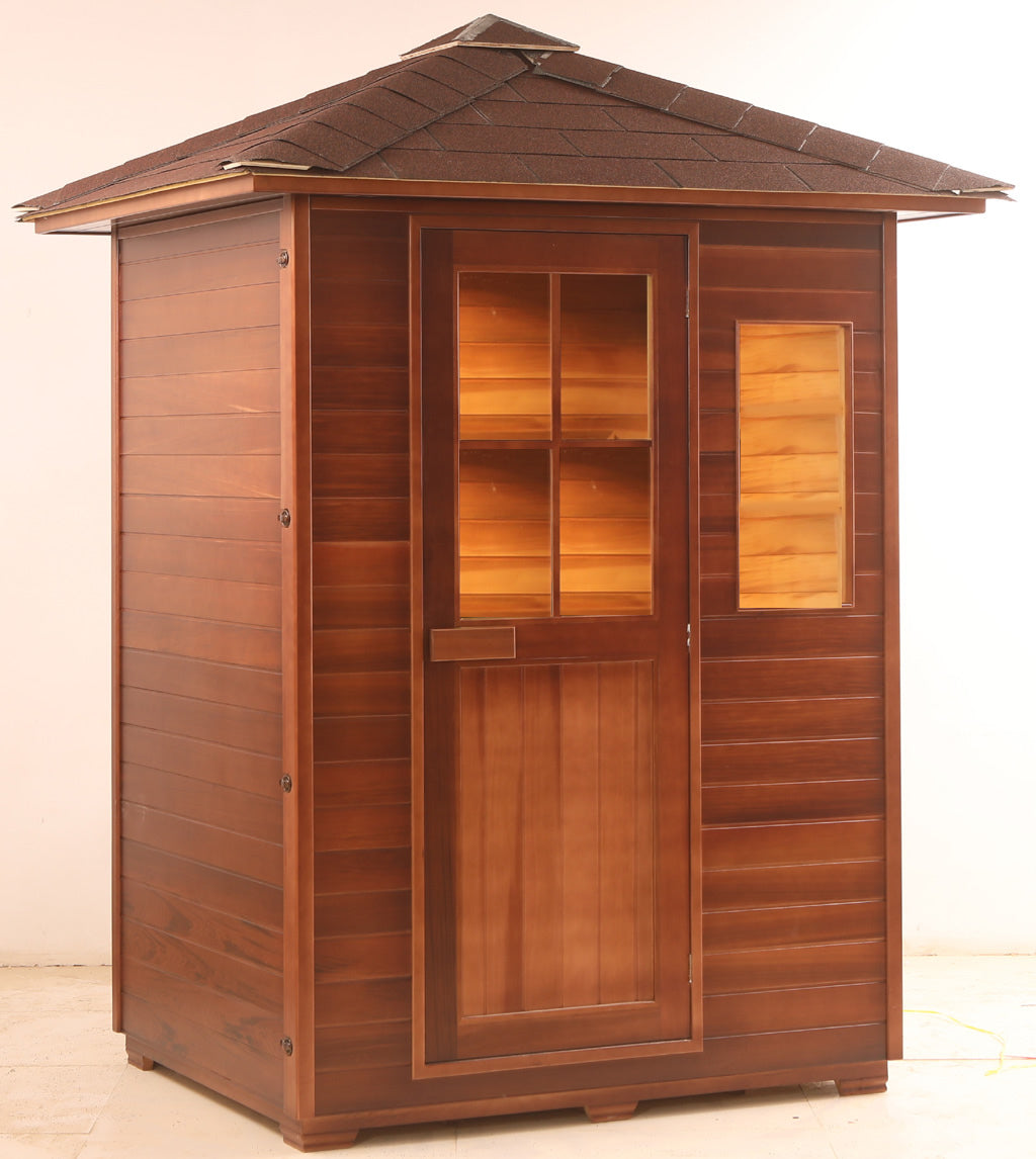 2 to 3 Person Canadian Red Cedar Traditional Steam Outdoor Sauna SPA, Sound System, 6KW Heater Upgrade